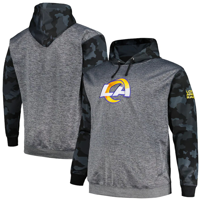 Men's Los Angeles Rams Heather Charcoal Big & Tall Camo Pullover Hoodie Men's Los Angeles Rams Heather Charcoal Big & Tall Camo Pullover Hoodie